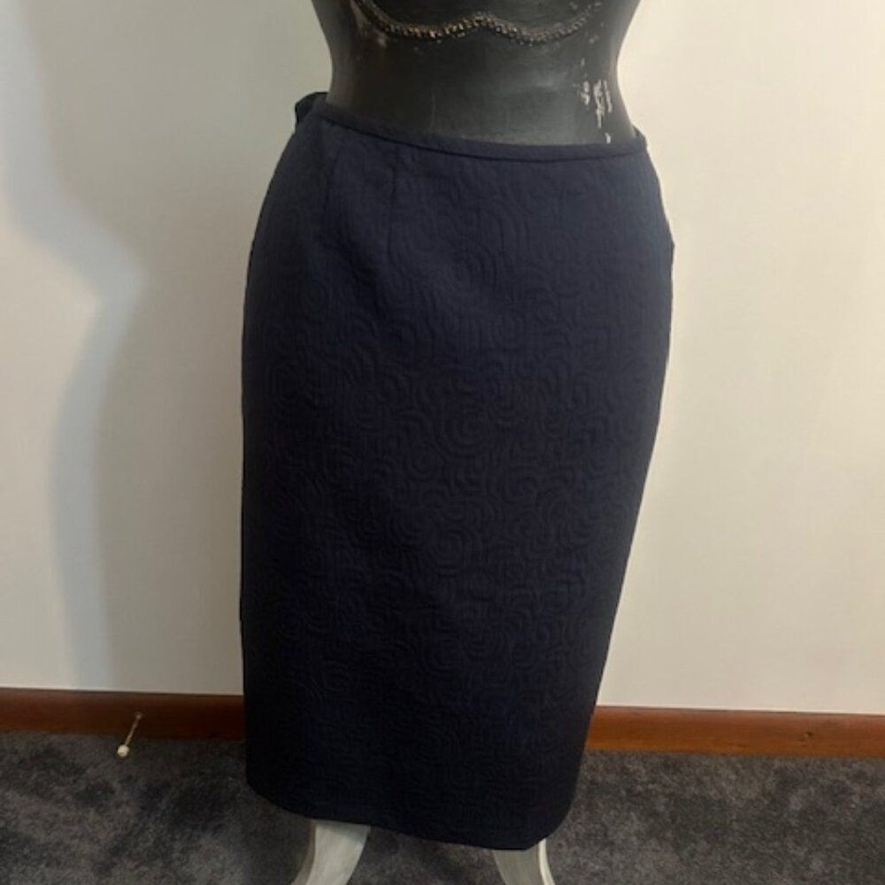 Kasper Navy Blue Jacquard print Pencil skirt, size 18